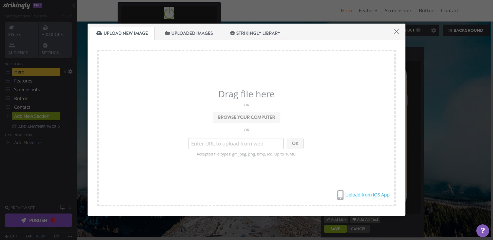 Upload Image Strikingly Site Upload Image Strikingly Site